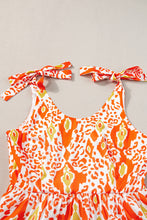 Load image into Gallery viewer, Orange Knotted Straps Leopard Colorblock Dress
