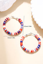 Load image into Gallery viewer, Fiery Red Patriotic Multicolored Bead Hoop Earrings
