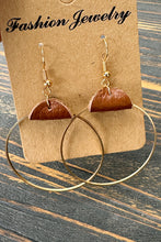 Load image into Gallery viewer, Chestnut PU Leather Hoop Earrings
