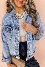 Load image into Gallery viewer, Beau Blue Vintage Washed Flap Pockets Denim Jacket
