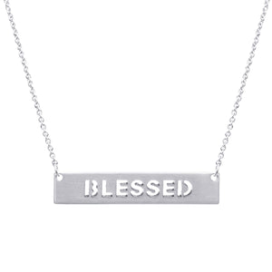 Silver Blessed Cutout Plate Necklace