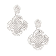 Load image into Gallery viewer, Silver Pave Clover Earrings
