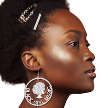 Load image into Gallery viewer, Silver Black Girl Magic Earrings
