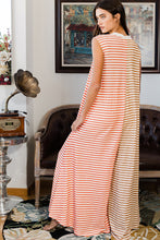 Load image into Gallery viewer, Orange Stripe Oversized Buttoned Front Sleeveless Wide Leg Jumpsuit
