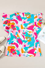 Load image into Gallery viewer, Multicolour Abstract Print Ruffled Sleeve Plus Size Blouse
