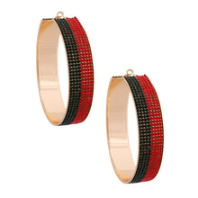 Load image into Gallery viewer, Red Green Stripe Wide Metal Hoops
