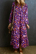 Load image into Gallery viewer, Blue Petal Collared Tiered Flowy Long Dress
