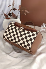 Load image into Gallery viewer, Black Checkered PU Leather Zipper Makeup Bag
