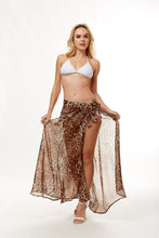 Load image into Gallery viewer, Brown Leopard Sarong Beach Skirt
