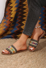 Load image into Gallery viewer, Chestnut Bohemian Pattern Crochet Faux Leather Beach Slippers
