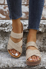 Load image into Gallery viewer, Beige Woven Cross Criss Hollowed Slip-On Slippers
