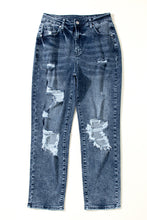 Load image into Gallery viewer, Sky Blue Light Wash Frayed Slim Fit High Waist Jeans
