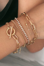 Load image into Gallery viewer, Gold Multi Layered Rhinestone Plated Chain Bracelet Set
