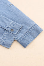 Load image into Gallery viewer, Sky Blue Roll-Up Tab Sleeve Button Down Pocket Denim Jacket
