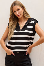 Load image into Gallery viewer, Black Stripe Zipped Collar Knit Sweater Tank
