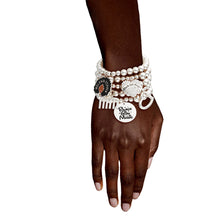 Load image into Gallery viewer, Silver Ball Bead Black Girl Magic Charm Bracelets
