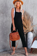 Load image into Gallery viewer, Black Adjustable Buckle Straps Cropped Jumpsuit
