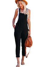 Load image into Gallery viewer, Black Adjustable Buckle Straps Cropped Jumpsuit
