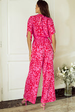 Load image into Gallery viewer, Rose Leopard Loose Sleeve Belted Wide Leg Jumpsuit
