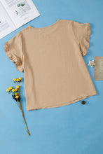 Load image into Gallery viewer, Light French Beige Ruffled Short Sleeve Plus Size Top
