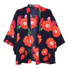 Load image into Gallery viewer, Navy Pink Flower Kimono
