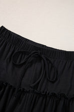 Load image into Gallery viewer, Black Frilled Drawstring High Waist Wide Leg Pants
