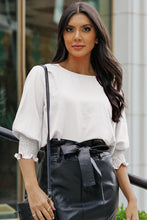 Load image into Gallery viewer, White Smocked Wrist Shift Top
