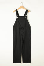 Load image into Gallery viewer, Black Drawstring Buttoned Straps Cropped Overall Jumper
