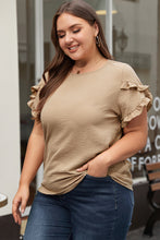 Load image into Gallery viewer, Light French Beige Ruffled Short Sleeve Plus Size Top
