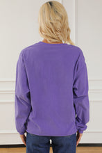 Load image into Gallery viewer, Purple MAMA Ribbed Crew Neck Pullover Sweatshirt
