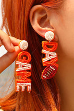 Load image into Gallery viewer, Orange GAME DAY Rugby Rice Bead Dangle Stud Earrings
