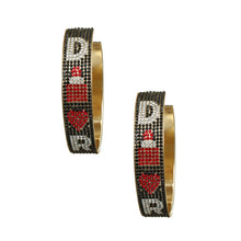 Load image into Gallery viewer, Dazzling Duet: Red &amp; Black Signature Hoops
