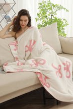 Load image into Gallery viewer, Pink Bow Printed Cozy Soft Throw Blanket
