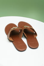 Load image into Gallery viewer, Chestnut Metal Décor Leather Thong Slippers
