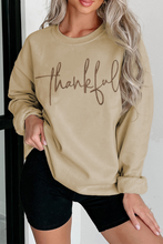 Load image into Gallery viewer, Parchment thankful Embroidered Drop Shoulder Pullover Sweatshirt

