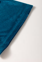 Load image into Gallery viewer, Prussian Blue Velvet Short Sleeve Shirred Waist Tiered Maxi Dress
