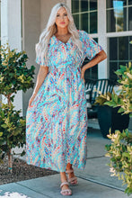 Load image into Gallery viewer, Rose Wrap V Neck Floral Maxi Dress
