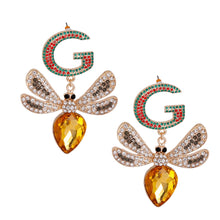 Load image into Gallery viewer, Designer Teardrop Bee Earrings
