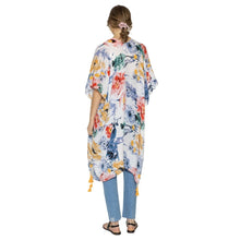 Load image into Gallery viewer, Multi Color Floral Print Tassel Kimono
