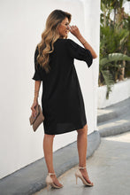 Load image into Gallery viewer, Black Ruffled Sleeve Shift Dress
