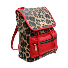 Load image into Gallery viewer, Backpack Leopard and Red Flap Bag Set for Women

