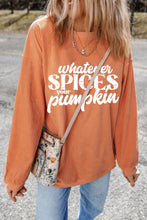 Load image into Gallery viewer, Orange Whatever Spices Your Pumpkin Graphic Corded Pullover Sweatshirt
