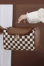 Load image into Gallery viewer, Black Checkered PU Leather Zipper Makeup Bag

