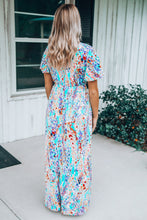 Load image into Gallery viewer, Rose Wrap V Neck Floral Maxi Dress
