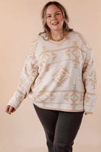 Load image into Gallery viewer, Apricot Plus Size Western Aztec Print Loose Sweater
