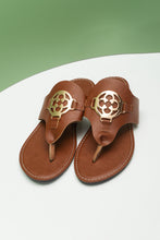 Load image into Gallery viewer, Chestnut Metal Décor Leather Thong Slippers
