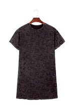 Load image into Gallery viewer, Gray Vintage Washed Leopard T-Shirt Dress with Pockets
