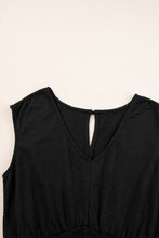 Load image into Gallery viewer, Black Shirred High Waist Sleeveless V Neck Jumpsuit
