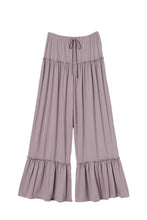 Load image into Gallery viewer, Black Frilled Drawstring High Waist Wide Leg Pants
