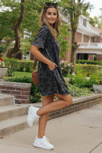 Load image into Gallery viewer, Gray Vintage Washed Leopard T-Shirt Dress with Pockets
